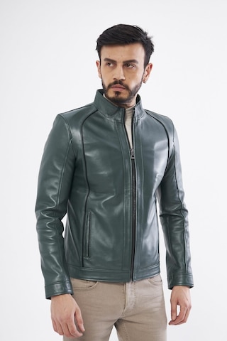 Derinss Der198 Hakiki Deri Erkek Yeşil Mont 001
