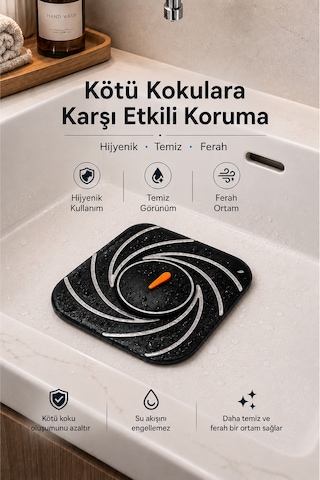 Siyah Renk Delikli Silikon Kötü Koku Önleyici Banyo Mutfak Lavabo Koku Önleyici Sızdırmaz Ped