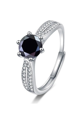 Siyah Bague Ringen 1ct/2ct Vvs D Renk Mozanit Yüzük Kadınlar Için 925 Ayar Gümüş Takı Starlight Lab Yetiştirilen Elmas Açık Yüzükler Hediye 1 Ct