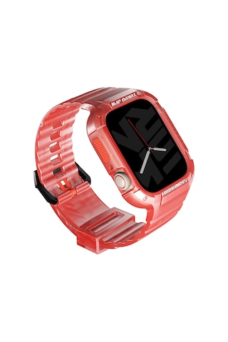 Watch 7 45mm Kordon Skinarma Saido Sert Pc Kasa Koruyuculu Silikon Strap Kayış Kırmızı Kırmızı