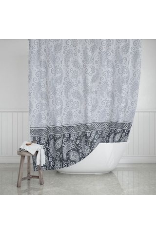 Banyo Perdesi 2 x 110 x 200 Çift Kanat Duş Perdesi Halkalı Duşakabin Perdesi 2102 Gri