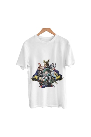 Kostüm Sarayı My Hero Anime Cosplay Baskılı Tişört Beyaz
