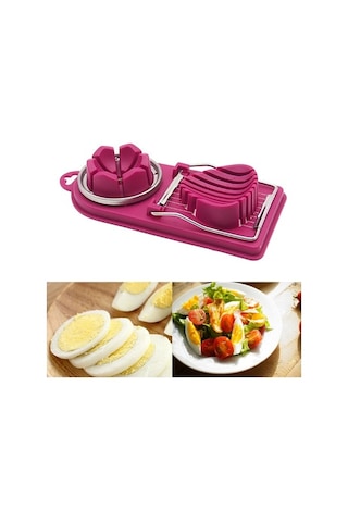 Pazly Cbtx 4fonksiyonlu Yumurta Kesici Mutfak Aracı Paslanmaz Çelik Fantezi Yumurta Kesici Koyu Pembe, Küçük Mutfak Asistanı Koyu Pembe