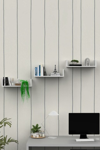 Beyaz Ahşap Dekoratif Duvar Rafı Üçlü Beyaz