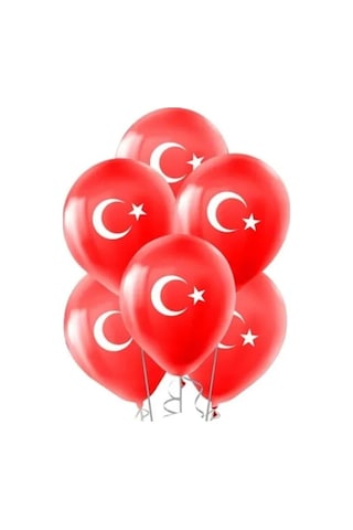 23 Nisan 29 Ekim Süsleme 50 Adet Ay Yıldızlı Balon Kırmızı