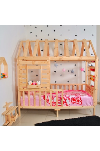 Markaawm Markaawm Montessori Çocuk Yatak Raf Çam 90X190 Karyola Menekşe Akçaağaç