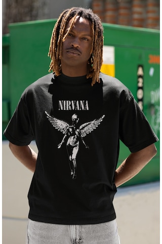 Sevbano Tasarım Nirvana Rock Metal Baskılı Unisex Oversize Müzik Grubu Ti Siyah
