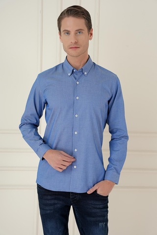 Efor Gk 748 Slim Fit Koyu Mavi Klasik Gömlek Mavi