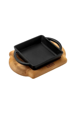 Lava Sahan Kare Siyah Mat Ahşap Stand 12 X 12 Cm Eco Gümüş