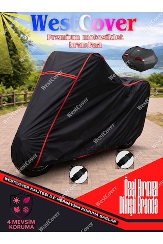 Triumph Tiger 1200 Desert Edition Topcase Uyumlu Siyah-kırmızı Dikişli Reflektörlü Motosiklet Brandası