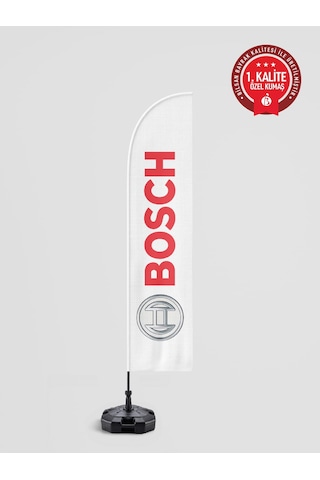 Bosch Logolu Yelken Bayrak Set - Raşel Kumaş 1. Kalite 75 x 300 CM