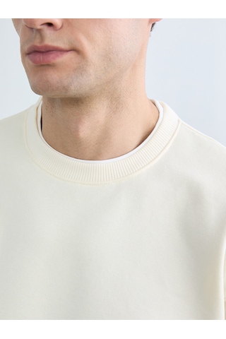 Lcw Vision Bej Bisiklet Yaka Erkek Kalın Sweatshirt