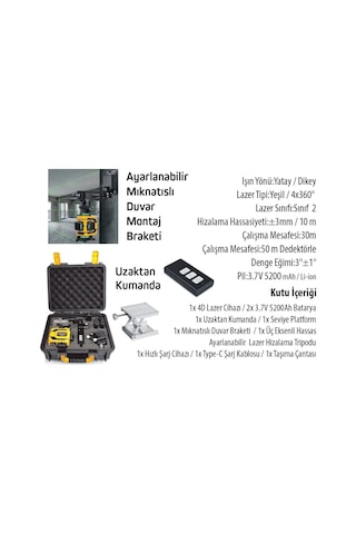 Sgs5429 Lazer Hizalama Distomat Şakül 16 Yeşil Çizgi