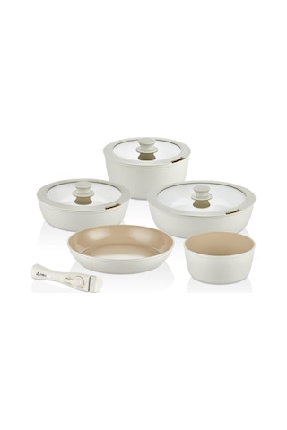 Falez Ars-3023 Aurıs X Large 9 Parca Tencere Setı Krem Krem