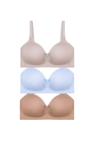 Cottonill Bra - Celina Balensiz Kaplı Toparlayıcı Minimizer Büyük Beden Kadın Sütyen 3'lü Paket Çok Renkli