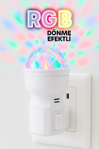 Rgb Hareketli Işık Gece Lambası Dome Tip On/off Tuşlu Koridor Uyuma Işığı Renkli Işık Beyaz Es621 Beyaz