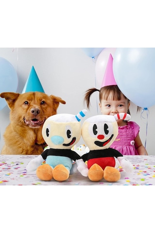 İthal Kumaş Fincan Kafalar Cuphead Ve Mugman 2 Li Figür Peluş Oyuncak Oyun & Uyku Arkadaşı 25 Cm