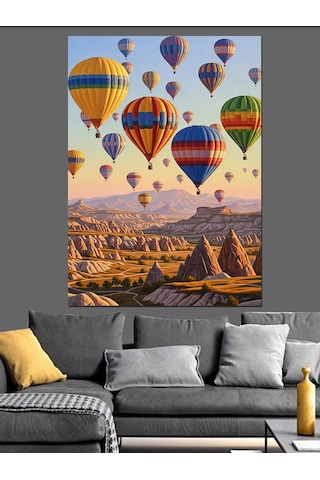 Ahşap Tablo Kapadokya Uçan Sıcak Balonlar