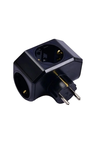 Topraklı 3lü Fiş-priz Siyah Yonca Plus