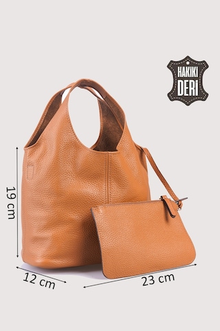 Hakiki Deri Kadın El Çantası Taba Smr9200 Taba