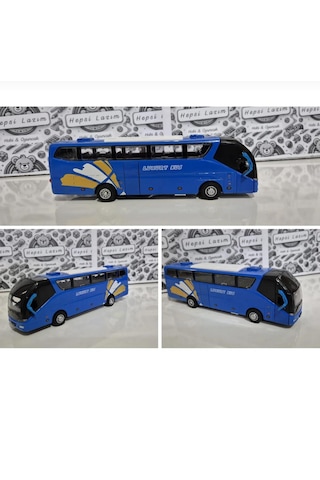 Sesli Işıklı Metal Otobüs Oyuncak Mavi Otobüs