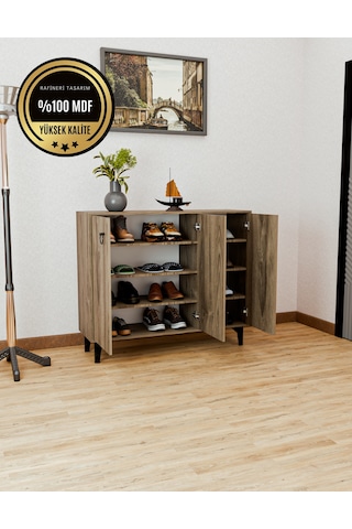 Dekorfim DF08102BR MDF Ayakkabılık Antre Hol Çok Amaçlı Dolap Ayakkabı Dolabı