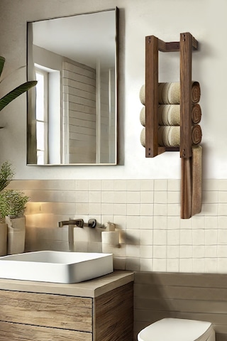 Ahşap Duvar Rafı/ Banyo Rafı/ Havluluk Çam 001