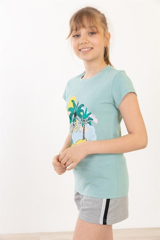Brz Kids Palmiye Baskılı Kız Çocuk T-shirt-aqua Sea Mavi