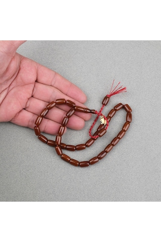 Omari Sıkma Kehribar Fıçı Kesim Oturtma İmameli Sistemli 7x11mm Tesbih