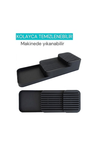 Beylini 18'li Bıçak Standı Bıçaklık Tezgah Üstü Çekmece İçi Mutfak Düzenleyici Organizer Bıçak Düzenleyici Antrasit