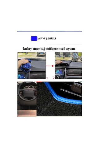 Toyota Corolla 1991-1997 3d Özel Yeni Torpido Kılıfı Panel Koruyucu Göğüs Kaplama - Mavi Şerit