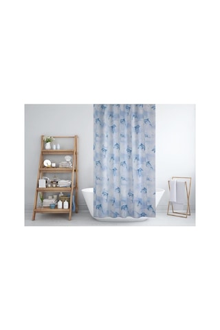 Tropik Home Banyo Perdesi Yunus Desen Yerli Üretim Duş Perdesi Plastik C-halka Hediye 180x200cm Banyo Perdeleri Genel