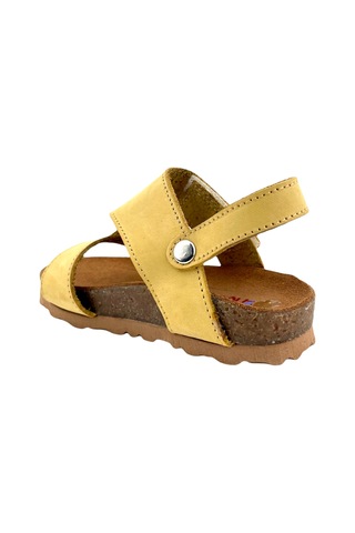 Mantar Taban Çapraz Bantlı Deri Kız Sandaleti Sarı Sarı