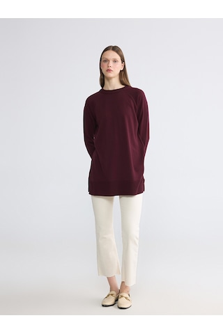 Lcw Modest Bordo Bisiklet Yaka Kadın Triko Tunik