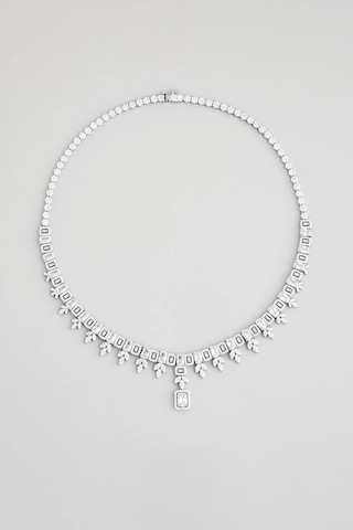 So Chic Romantik Aşk 18 Ayar Beyaz Altın Kaplama Gümüş Gerdanlık Beyaz