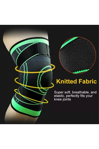 Geeksen Siyah Nilon Baskı Bandlı Knit Diz Koruyucu - Hareket Esnekliği Ve Stres Azaltma - M Bedeni Siyah