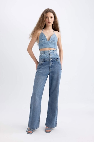 Defacto Afra x DeFacto Boyundan Bağlamalı Crop Jean Bluz C5862AX24SPNM28 Mavi