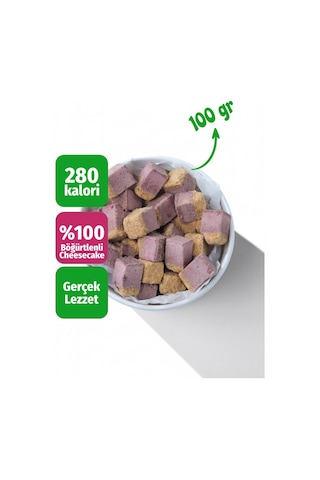 Freeze Dried Böğürtlenli Cheesecake Kurutulmuş Çıtır Cheesecake Küpleri, Tatlı Küpleri Atıştırmalık - 100 Gr