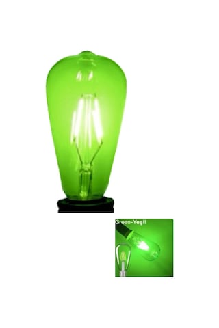 4 W Yeşil Işık 4 Flamanlı Rustik E27 Duy Led Ampül Renkli 1 Adet