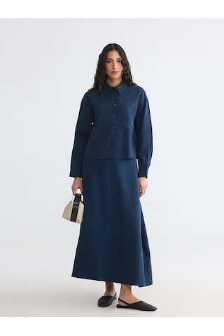 Lcw Modest Lacivert Modal Karışımlı Kadın Gömlek