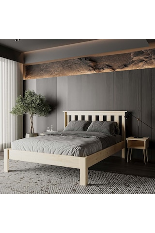 Shark New Model Masif Ahşap Karyola Kolay Kurulum Fırınlanmış İthal Sibirya Çamı 90x190 Yatak Uyumlu