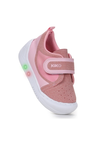 Kiko Kids Kugan Cırtlı Işıklı Kız Bebek Yürüyüş Spor Ayakkabı Pembe Pembe