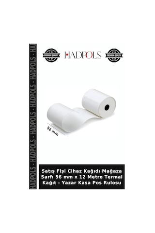Satış Fişi Cihaz Kağıdı Mağaza Sarfı 56 Mm X 12 Metre Termal Kağıt - Yazar Kasa Pos Rulosu