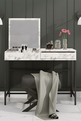 Decormet Linda Makyaj Masası Carrara Marble Mermer - Gri