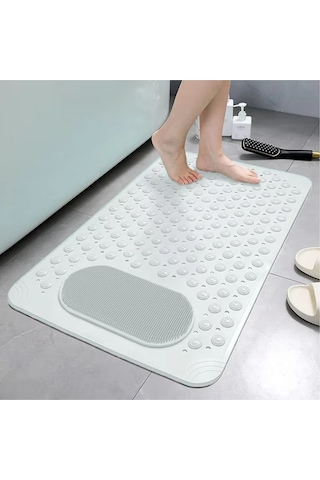 Mainshop 1 Adet Vantuzlu Banyo Ve Duş Kaydırmazı Duşa Kabin Küvet Içi Banyo Paspası 36 X 69,5 Cm M-162 Beyaz