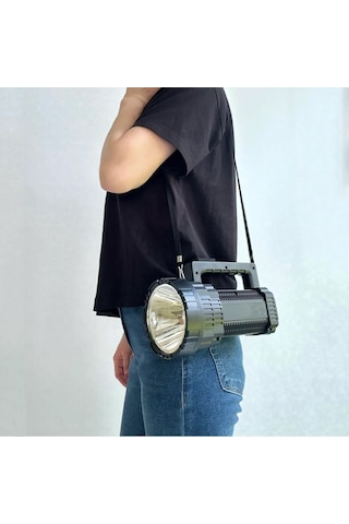 Gold Police Gp-640 Şarjlı El Feneri Projektör 50 Watt Uzun Menzilli Fener Gri