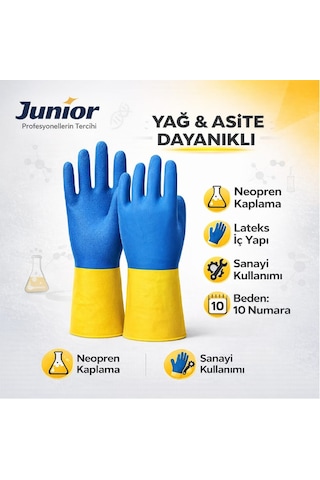 Jnr Kauçuklu Eldiven İş Eldiveni Yağ Ve Asite Dayanıklı Kimyasal Eldiveni 10no 12li