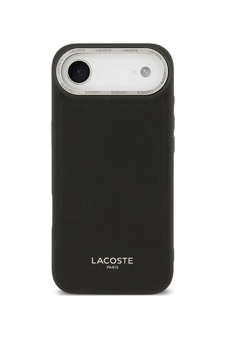 Apple Uyumlu iPhone 17 Air Kılıf Lacoste Lisanslı M-safeli Champs Elysees Pu Deri Tasarımlı Kapak Siyah Siyah
