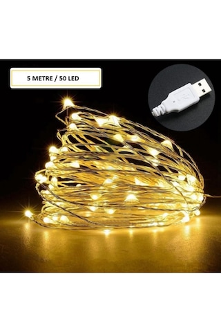 Peri Led Işık 5 Metre Usb Ile Çalışan Çok Amaçlı Dekoratif Aydınlatma 1.kalite Sarı Günışığı