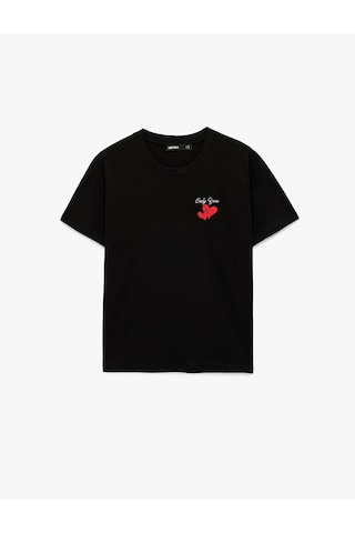 Koton Regular Fit Pamuklu Kısa Kollu Kalpli Tişört Siyah 6sak50092ek Siyah